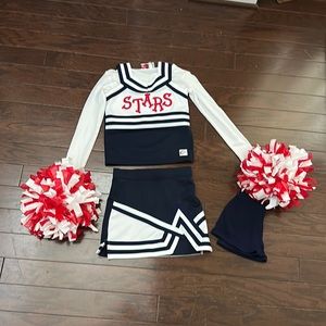 Red white and blue cheer uniform